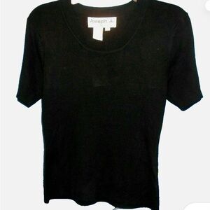Joseph A. Qu'est ce que c'est silk Black Short Sleeve Knit Top, Women's Size XL